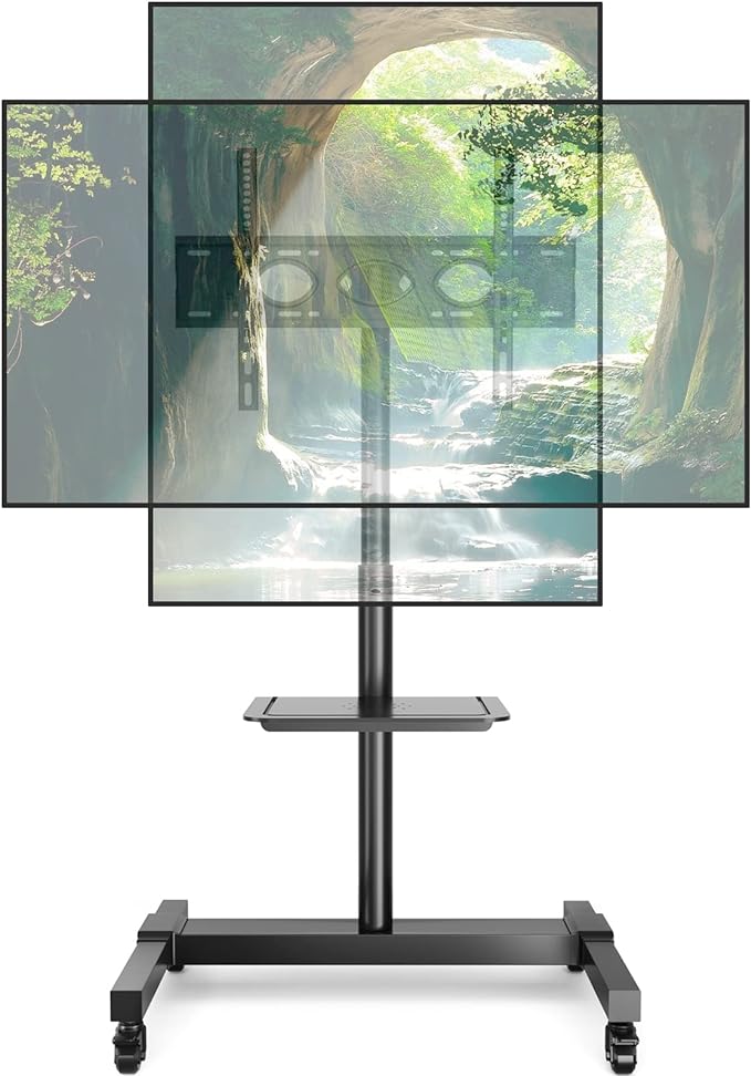I looked at several rolling stands for our new 65 TV. I was a bit hesitant about this one because the single post just looked like it wouldn't be as sturdy and the stands that have two posts. But the recent reviews were good and the price was right, so I took a chance. I was pleasantly surprised by how solidly built and sturdy it is. Of course, there is a very slight amount of flex and give if you push on the post. And I wonder if the connection will loosen over time. But for now, it feels supe