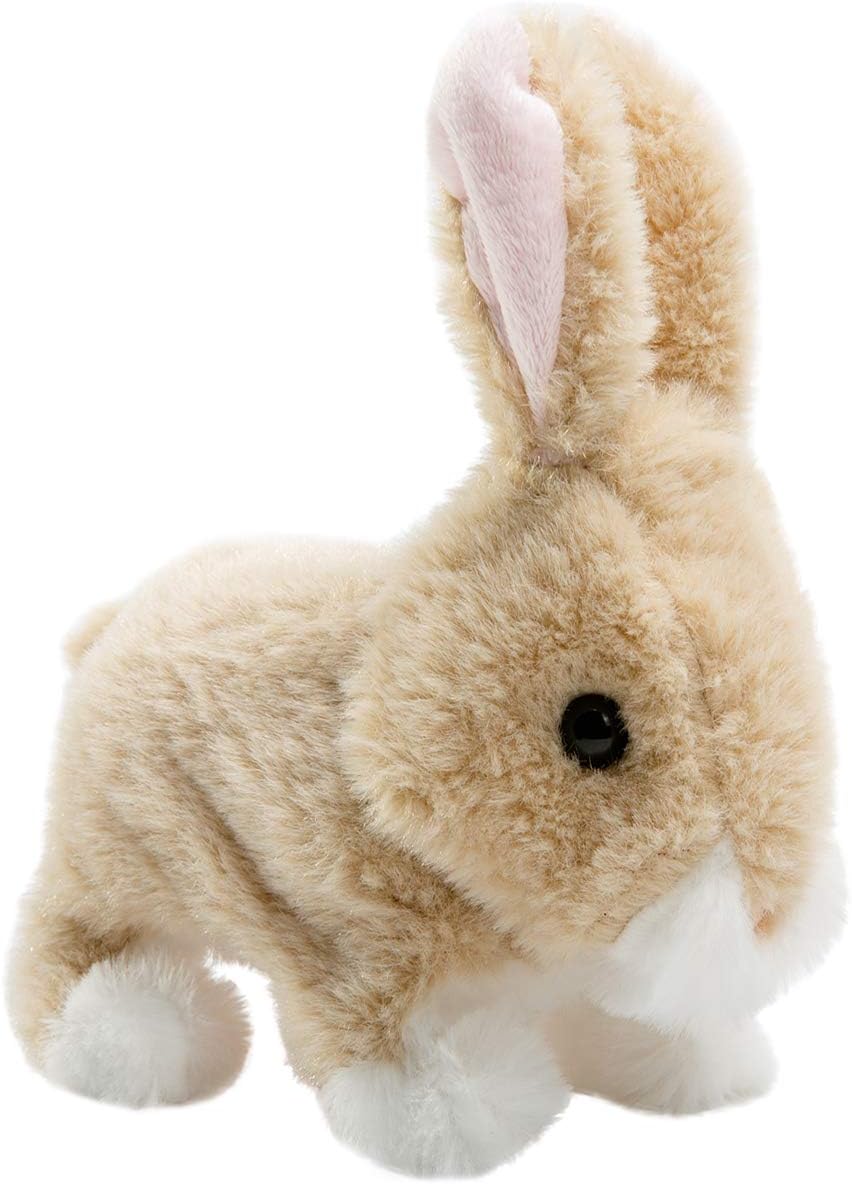 The bunny is so cute and soft. It hops and squeaks and is very entertaining for a little one!