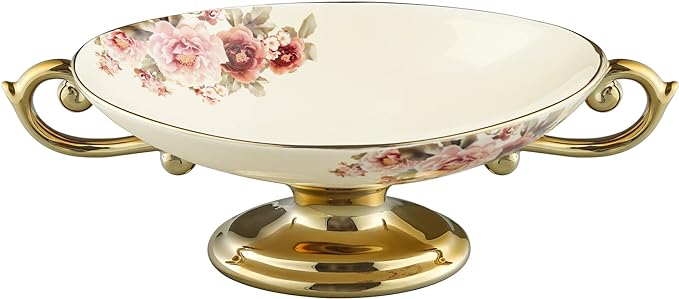 fanquare Floral Footed Fruit Bowl for Party, Fruit Holder for Kitchen Countertop, Decorative Bowls for Centerpieces