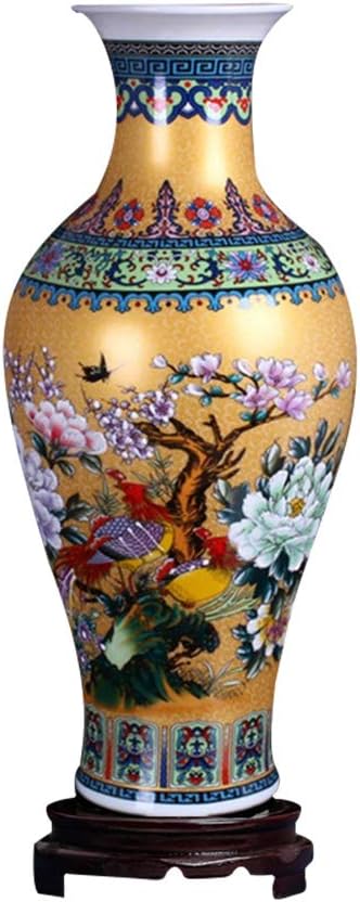 ufengke Jingdezhen Large Fishtail Ceramic Floor Vase,Flower Vase Handmade Home Decorative Vase,Height 18.11(46cm),Golden