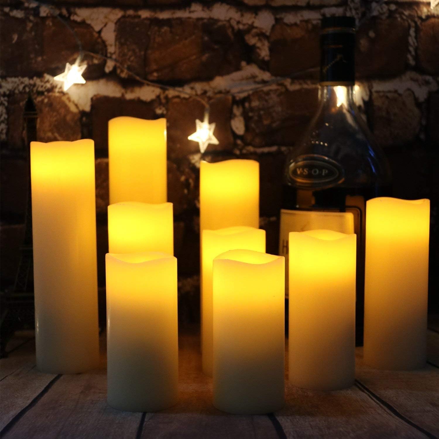 antizer Flameless Candles Led Candles Pack of 9  Ivory Real Wax Battery Candles with Remote Timer