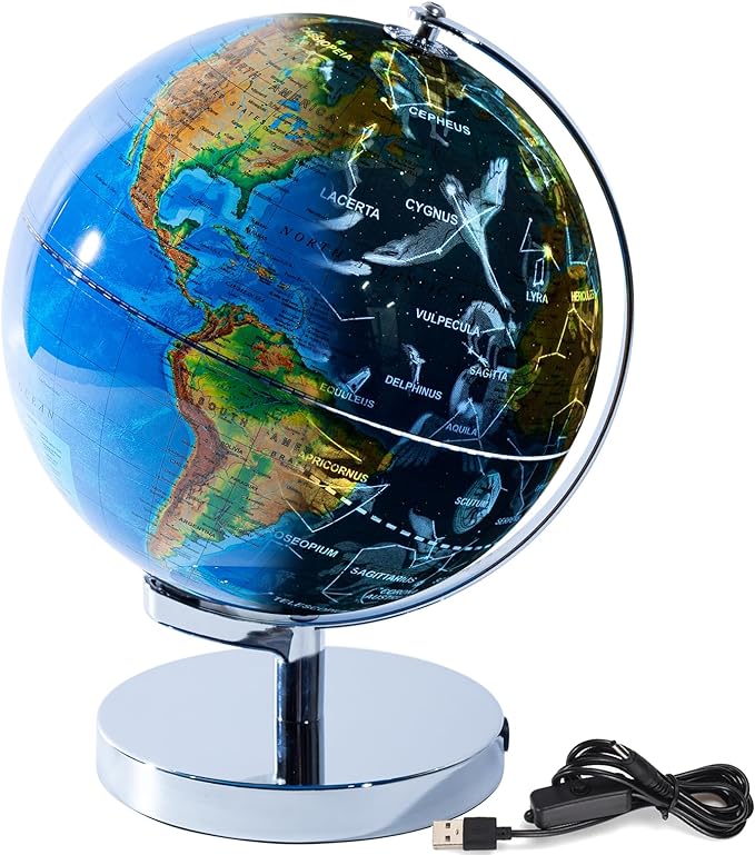 World Globe for High Clear Map Globe,9 Illuminated Constellation Globe,Educational Geographic Globe,Decor for Home Office Classroom