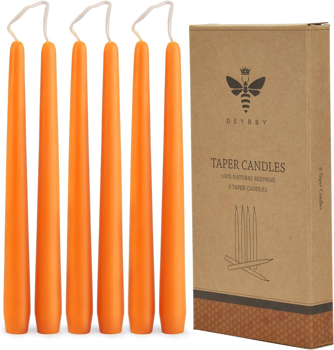 Natural Beeswax Taper Candles 10- Beeswax Candles Set 6 Pack