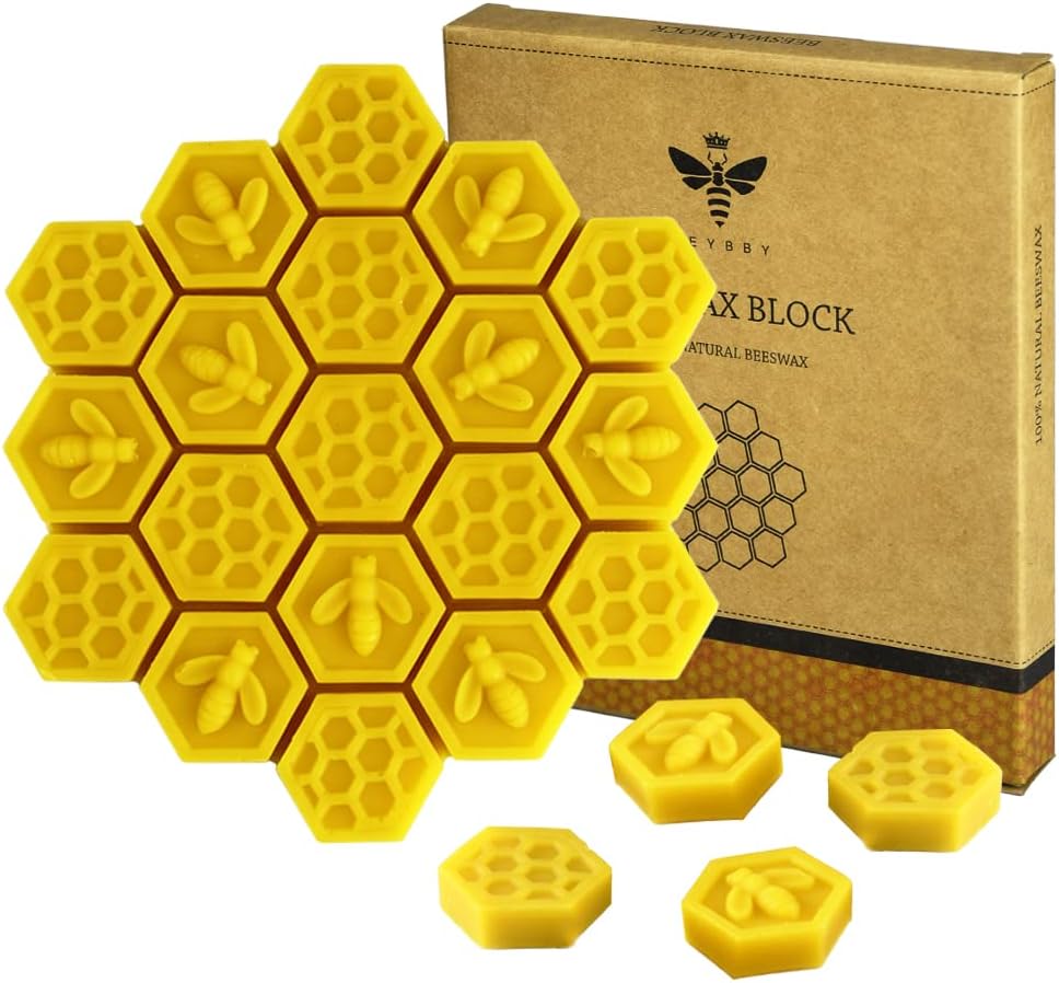 Pure Beeswax Block-Triple Filtered Natural Honeycomb Beeswax Brick Cosmetic Grade for Candle Making DIY Balm Skin Care