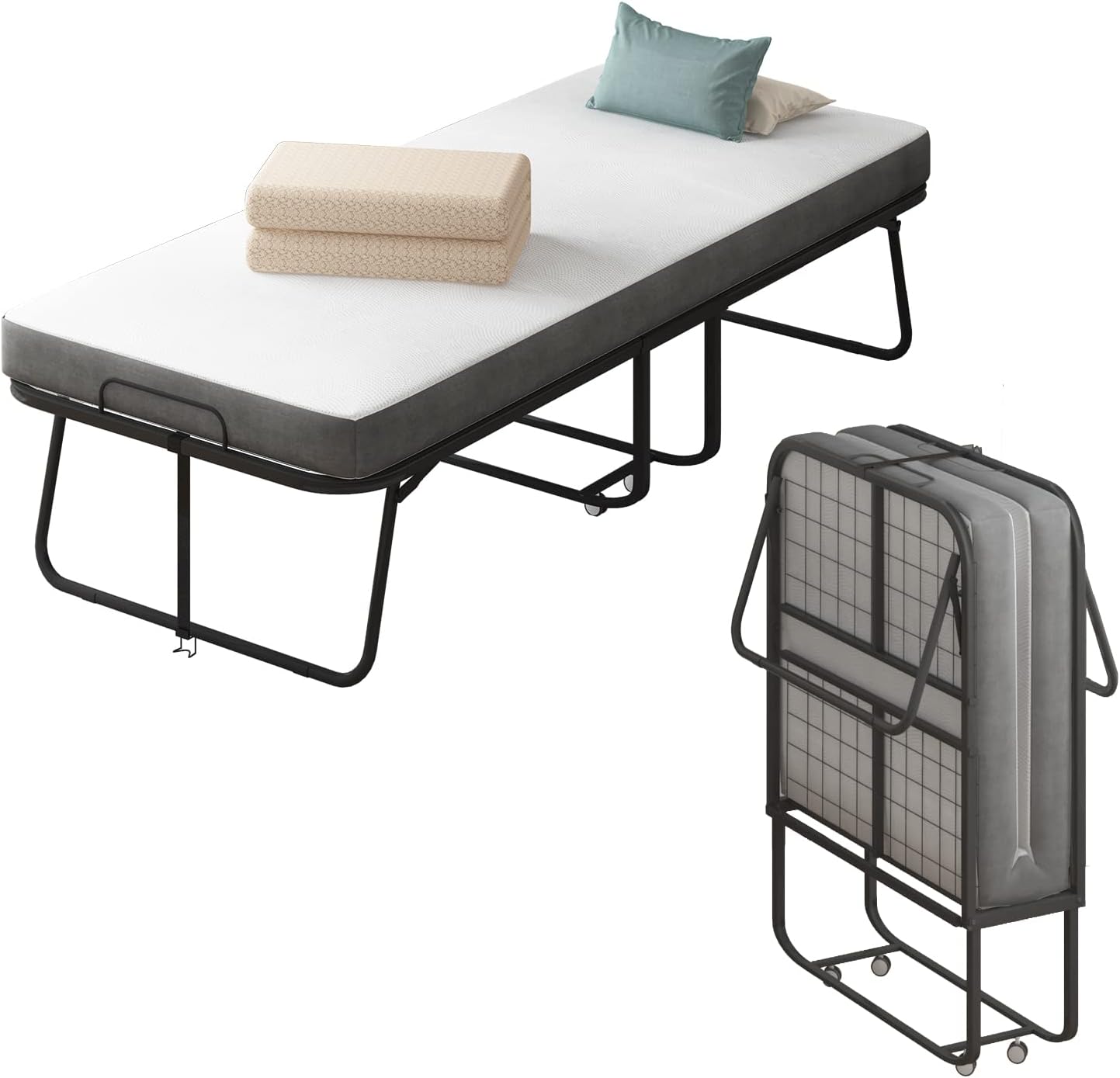 The folding bed is really sturdy. Easy to assemble. Instructions were easy to follow. The mattress is nice and soft and fits in a small space. I use it as an extra bed for small guest bedroom. Its light weight but good quality.