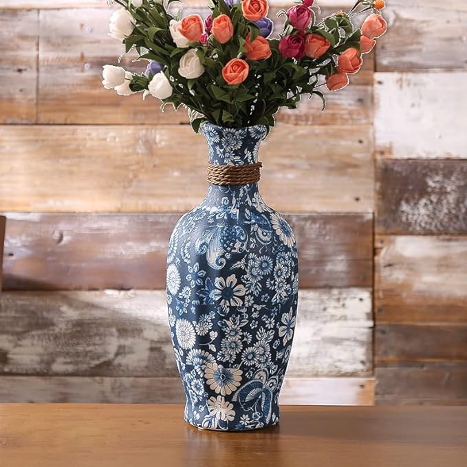 YSNCIDAN Blue and White Porcelain Matte Vase Ceramic Vase Home Decorative Vase Porcelain