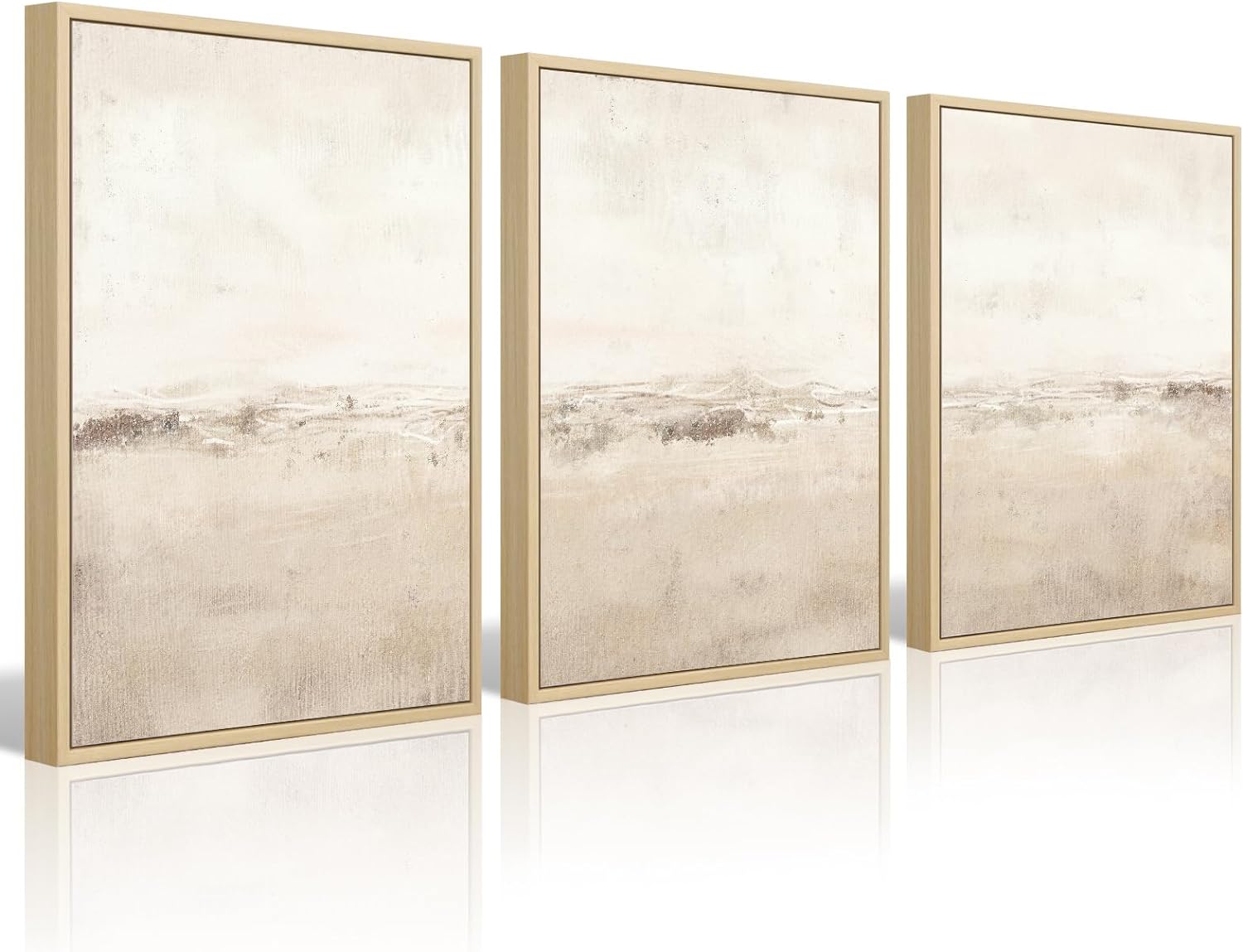 Baccone Beige Abstract Wall Art Set of 3 Neutral Canvas Wall Art Prints Boho Abstract Picture Modern Abstract Art Wall Decor Minimalist Artwork for Living Room Beroom Decor 12x16 Inch FRAMED