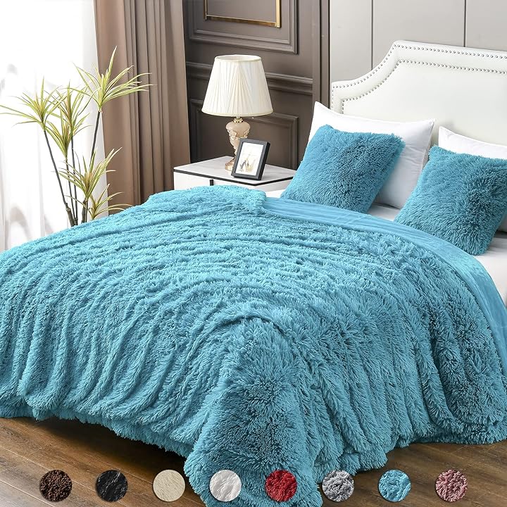 YUSOKI Twin Size Faux Fur Throw Blanket(Teal,60 x 80),Whithout Pillows,Winter Lightweight Plush Fuzzy Soft Cozy Microfiber Comfy Bed Blanket for Women Kids Girls Couch Sofa Washable