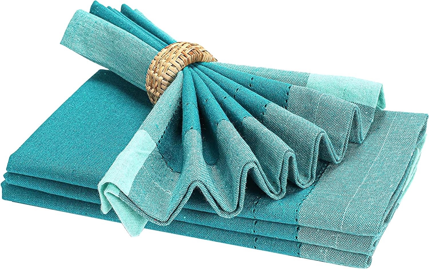 Cloth Napkin in Cotton 20x20 Double Hemstitched Turquoise,Wedding Napkins,Cocktails Napkins,Cotton Fabric Napkins Mitered Corners & Generous Hem,Machine Washable Dinner Napkins Hemstitched,Set of 4