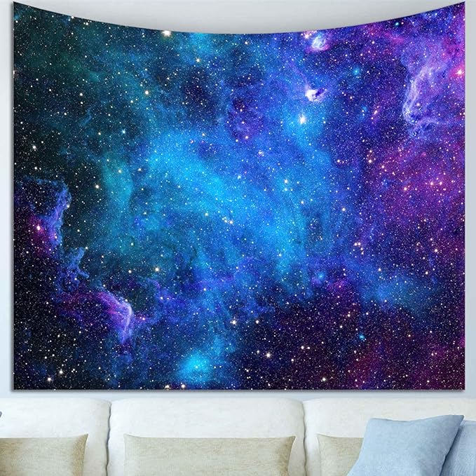 Apdidl Galaxy Tapestry for Bedroom Aesthetic Space Blue Night Starry Sky Stars Universe Tapestry Mysterious Nebula Wall Hanging Backdrop Room Decor for Bedroom Living Room 