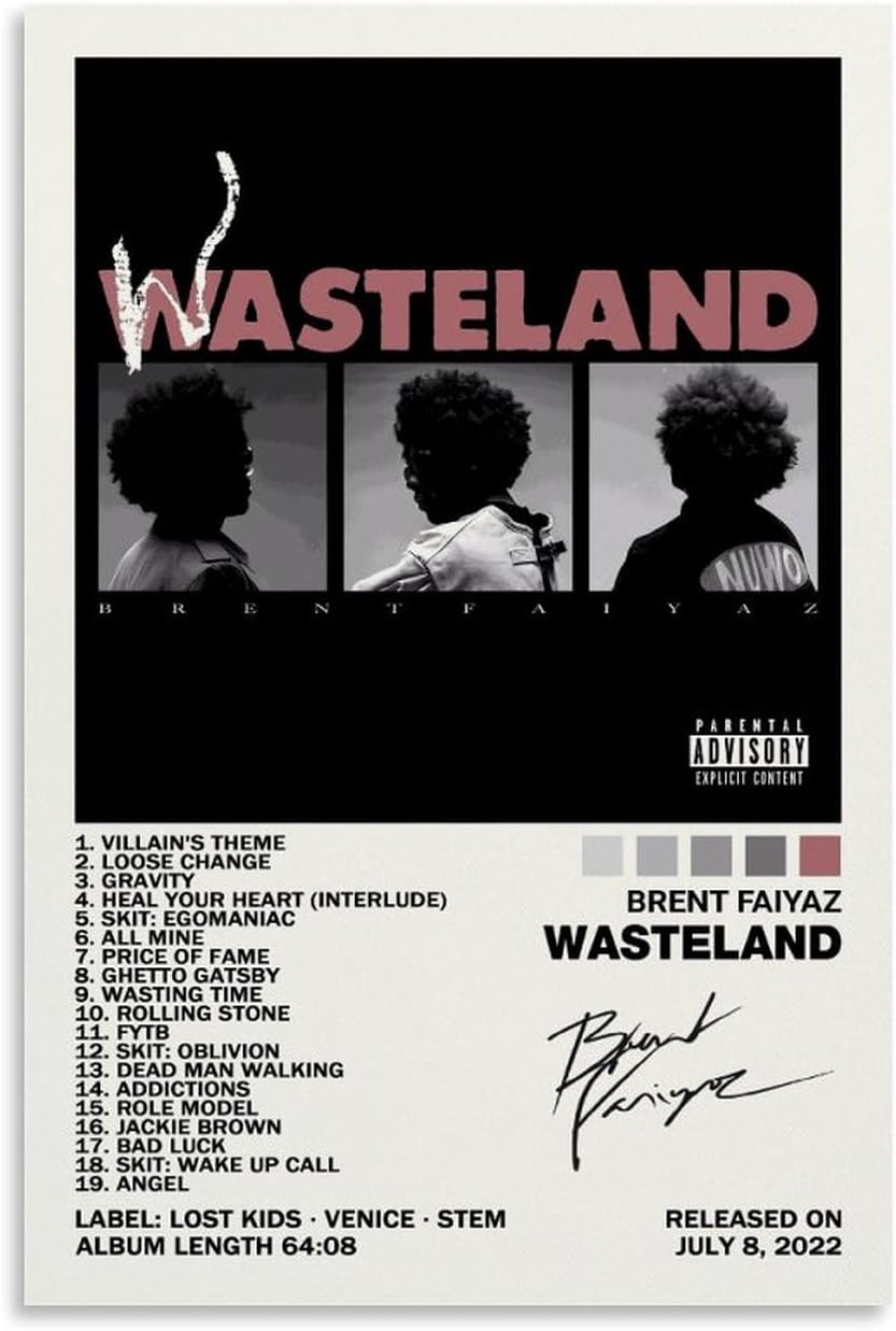 Roll over image to zoom inEASSL Brent Poster Faiyaz Wasteland Album Cover Posters Canvas Art Poster Bedroom Decor Posters 12x18inch(30x45cm)