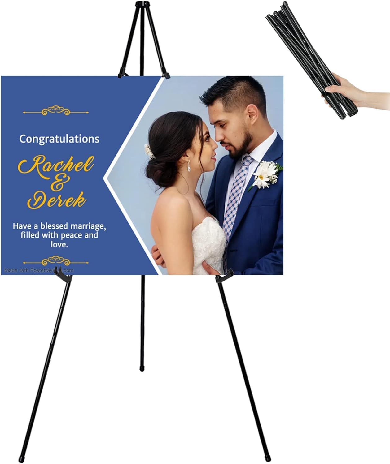 Upgrade Version Display Easel Stand for Wedding Sign Poster,63 Tall Instant Easels for Display Arts Painting Shower Sign,Adjustable Collapsable Floor Tripod with Portable Bag,Holds 5lbs,1Pack