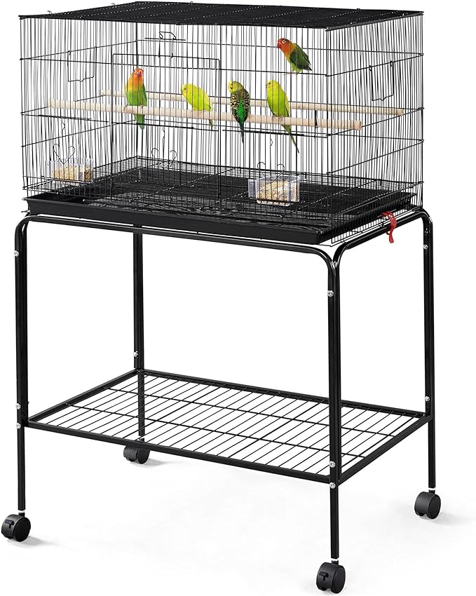 This was not easy to assemble.. the parts keep not lining up .. it is still cockeyed .. and it is suggested you use a few ties here and there.. but for a breeder cage or parakeet cage it is perfect. be sure you get the color you want. I didn't see the choices.. wish I had the beige one . but .. oh well.. comes with two long perches so be sure to get more.. I am not using the stand so can not comment on that, but for the price this is worth it.I an enjoying my new keets.. I may even start breedin