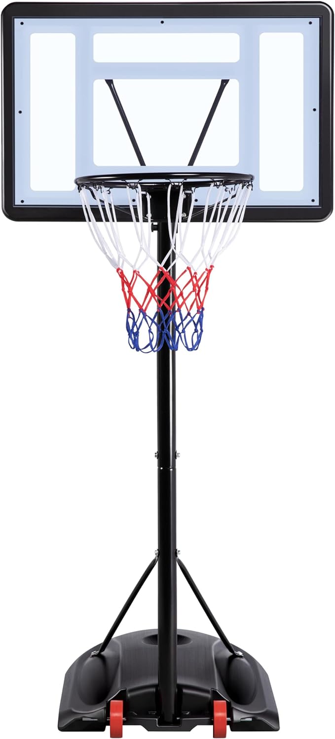 Yaheetech Portable Basketball Hoop Backboard System Removeable Adjustable Basketball Hoop & Goals Outdoor&Indoor 7.2-9.2ft/6.2-9ft Adjustable Height Basketball Set for Youth