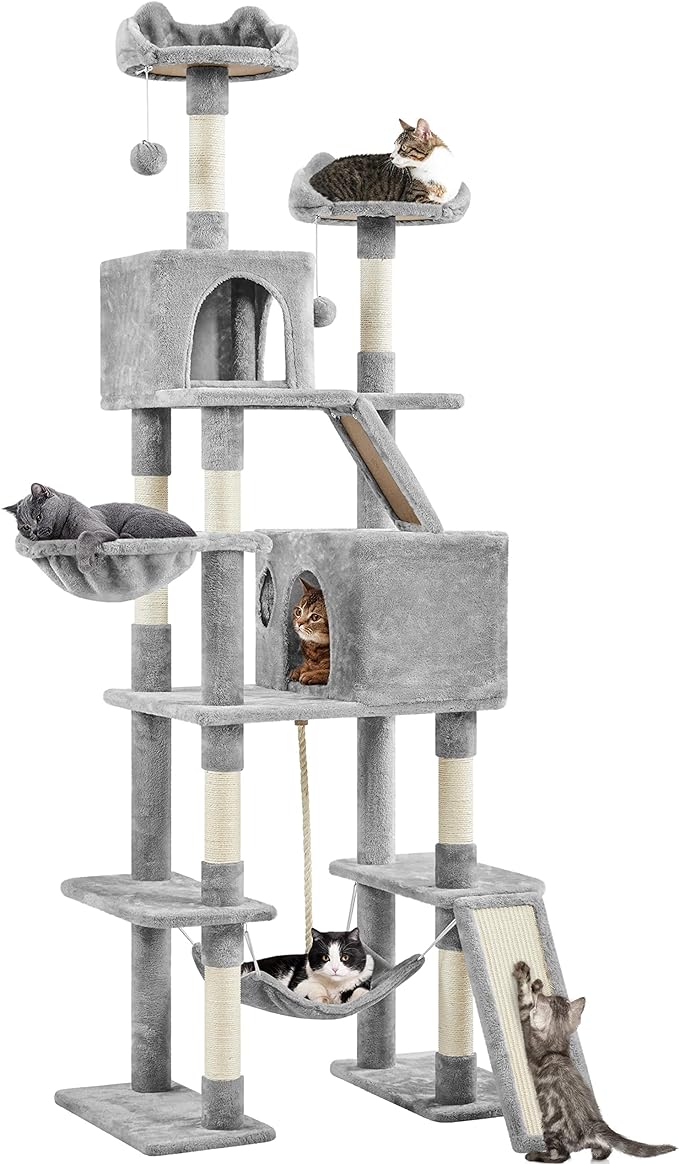 Got this cat tree for the cats as a Christmas present and I don't think they will ever come down! They absolutely love it, literally if they could I bet they would stay on it forever. Super sturdy and easy to follow instructions