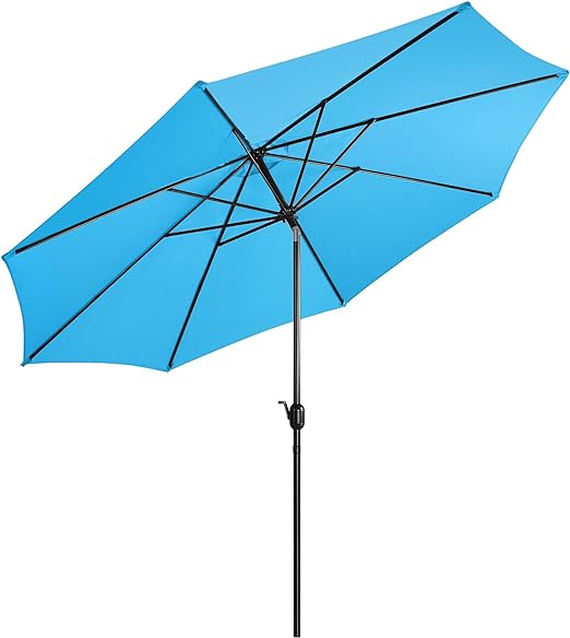 Yaheetech 11FT Patio Umbrella Outdoor Market Table Umbrella with Push Button Tilt & Crank for Garden/Lawn/Deck/Backyard/Pool/Beach, 8 Ribs, Sky Blue