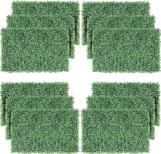 Yaheetech 12PCS 24 x 16 Artificial Boxwood Panels Boxwood Hedge Panel Grass Wall Backdrop Green Wall Privacy Panels Boxwood Topiary for Home/Garden Decor