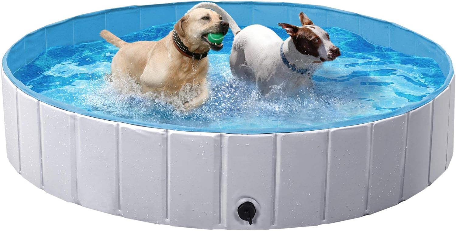 I know this says it' a dog pool... but let' face it, kiddy pools are expensive... bought this for the grandbabies to play in and be able to cool off. ITs the perfect size for 3 toddlers to play in very comfortably. It' very sturdy and simple to put up and take down