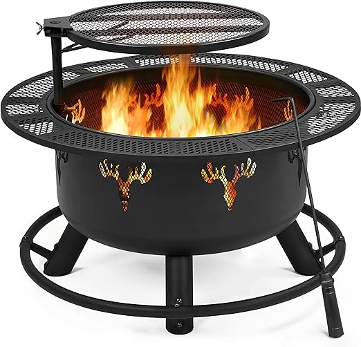 The fire pit is nice and strong , easy to put together , the cooking grates are movable from side to side and up and down and its nice to cook on it . I would buy it agin .