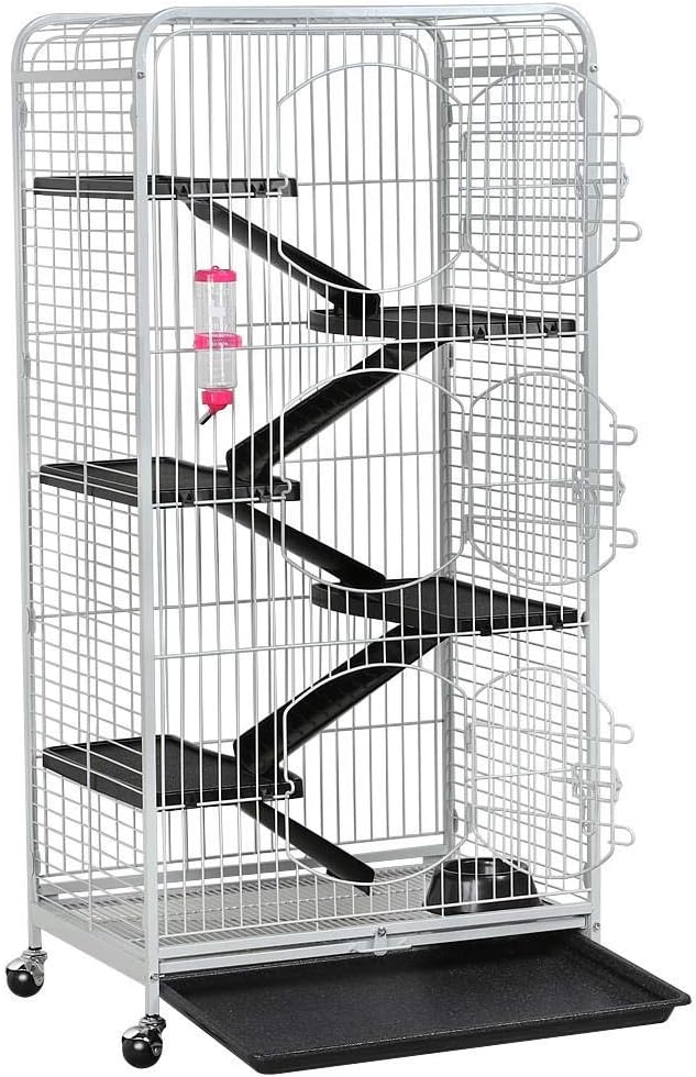 Yaheetech 52-inch Rat Cage Multi Level Rolling Pet Cage for Ferret/Chinchilla/Squirrels/Bunny with Water Bottle, White