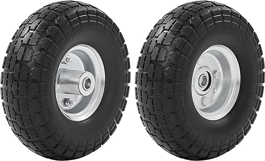 Yaheetech 10in Solid Wheelbarrow Tires 4.10/3.50-4 Sack Truck Cart Wheel Bearings for Wagon/Lawn/Garden/Beach/Trolley/Snowblower/Generator/Hand Cart 2PCS