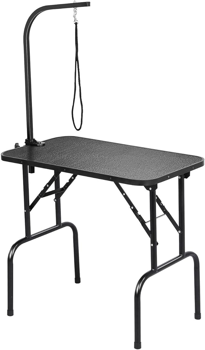 Yaheetech 32-inch Portable Pet Dog Grooming Table w/arm/Noose Black