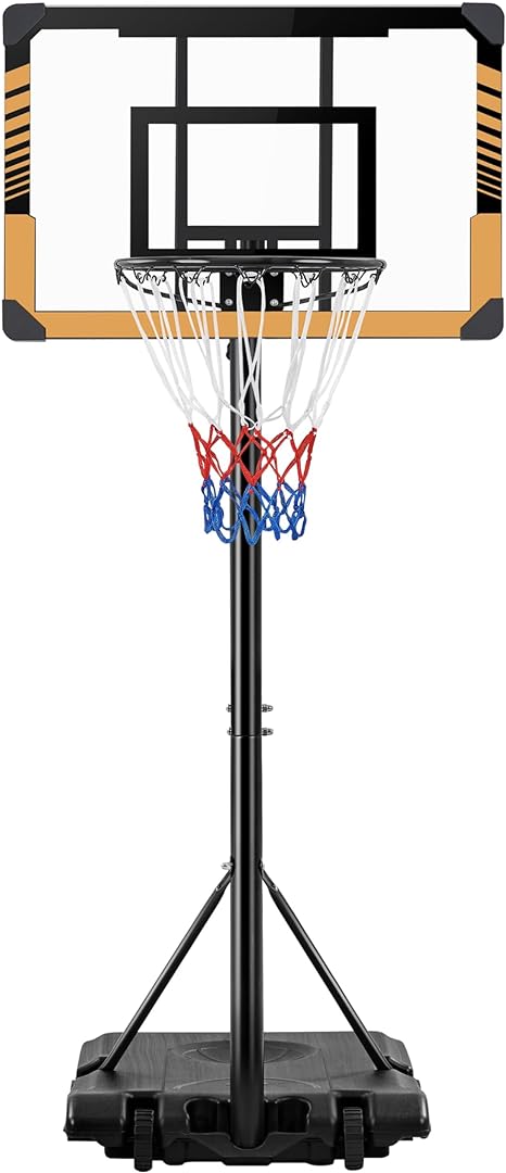 Yaheetech Portable Basketball Hoop System Basketball Goals Set Freestanding Basketball Stand 28''/32'' PVC Backboard System with Wheels for Indoor/Outdoor Sports