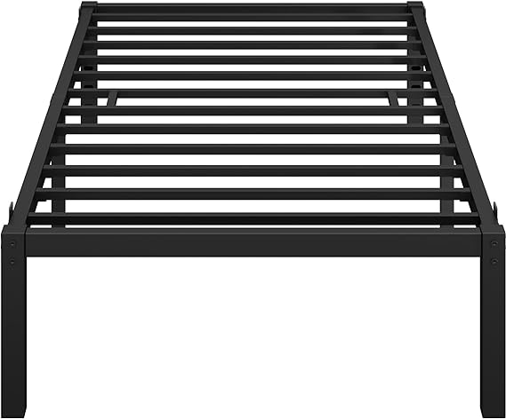 Yaheetech 14 Inch Twin Size Bed Frame Durable Metal Platform with Heavy Duty Steel Support Easy Assembly Non-Slip Mattress Foundation with Underbed Storage No Box Spring Needed Black Twin