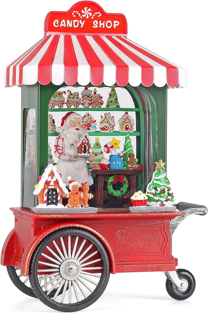 Candy Shop Snow Globe, Christmas Snow Globes Lantern Glitter Lighted with Music, Christmas Decorations and Gift