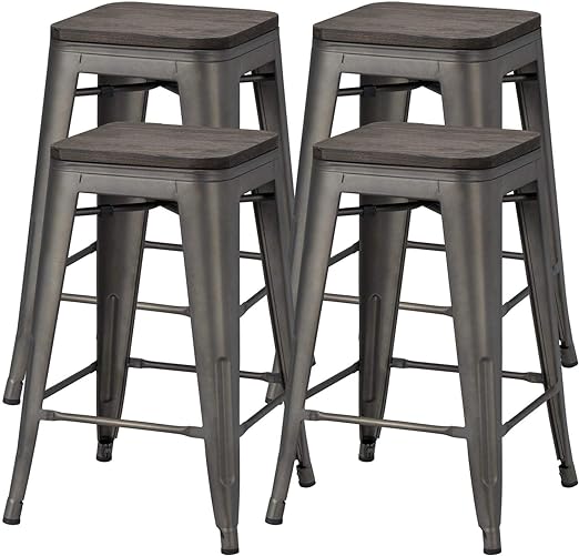 I received these barstools on yesterday. Originally I was looking for barstools that were a little more expensive but then these started to pop up in my search. After reviewing the prices and doing my comparisons and looking at reviews, I decided to give these a try. Although they have a shipping fee, the price is still decent compared to others. They came assembled right out the box. They were also stacked which made the package less of a hassle. I love the color because they go with the color 