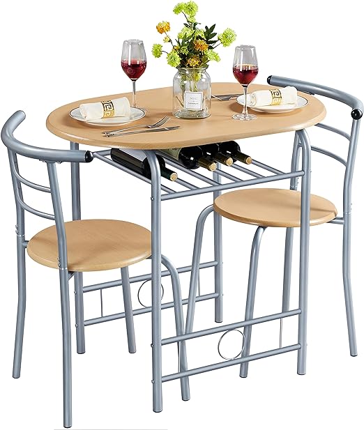 This table was easy to put together and completes the empty space. Smaller size does not allow for comfortable seating with both legs underneath so does make it difficult to enjoy pleasant conversation with a meal. Overall, its cute and perfect for a space filler with easy assembly.