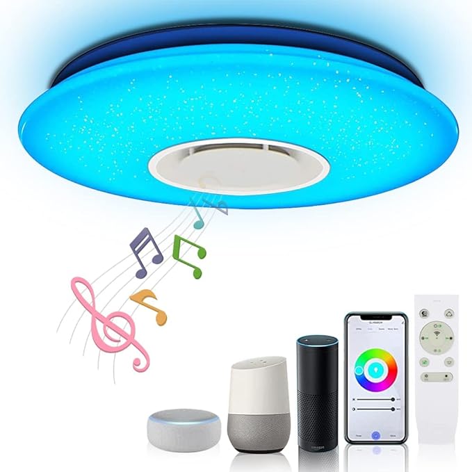 MUMENG LED Ceiling Light Dimmable Color Changing 36W Starlight with Remote Control (Compatible with Amazon Alexa)