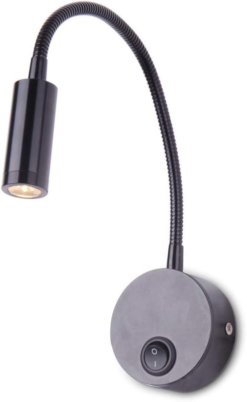 Gooseneck Wired Wall-Mounted Light Sconce - ELINKUME Flexible Arm Hose Wall Sconce, Wired LED Wall Lamp with ON/Off Switch for Bedside Windowsill Sofa Reading Light Book Light Night Light (Black)