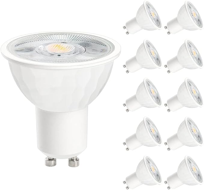 ELINKUME GU10 LED Bulbs, Cold White 6000K, 6W 720LM, 60W Halogen Spotlight Bulb Equivalent, Energy Saving GU10 LED Light Bulbs, 38Beam Angle, Non Dimmable, Pack of 10