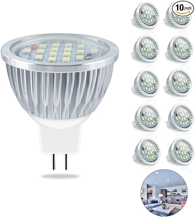 ELINKUME5W LED 110V Light Bulb, 120 Degree Beam Angle,Undimmable LED Soptlight Bulb (MR16-CW(10ps))
