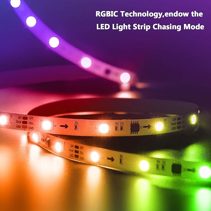 PURSNIC Bluetooth LED Strip Lights, Music Sync LED Lights Strip,RGB Color Changing LED Lights with Remote,Smart Phone APP Control,LED Lights for Bedroom,Ceiling,Room DIY