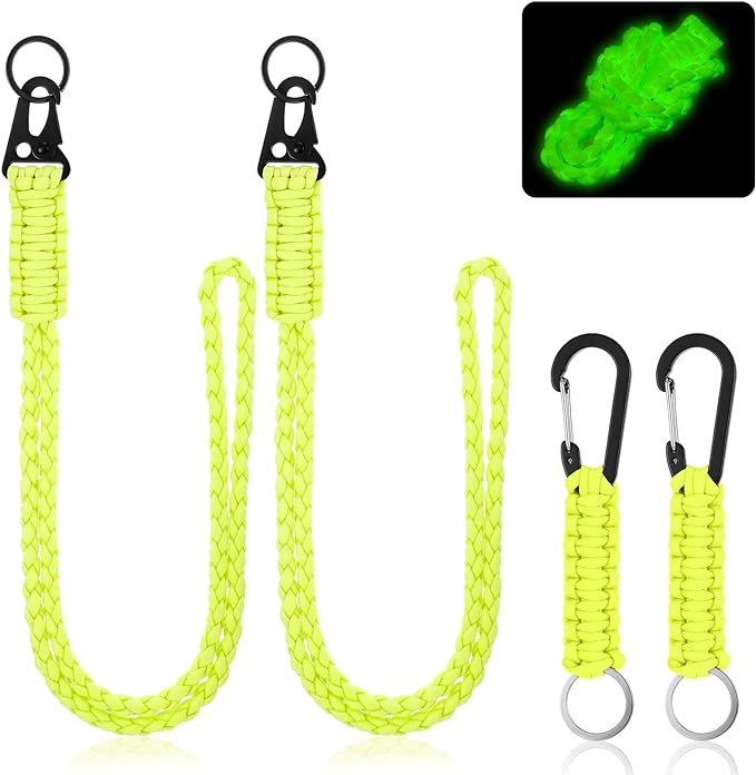 Frienda 2 Set Heavy Duty Paracord Lanyard Necklace Whistles Strap Braided 550 Keychain Lanyard for Outdoor Activities Camera (Yellow)