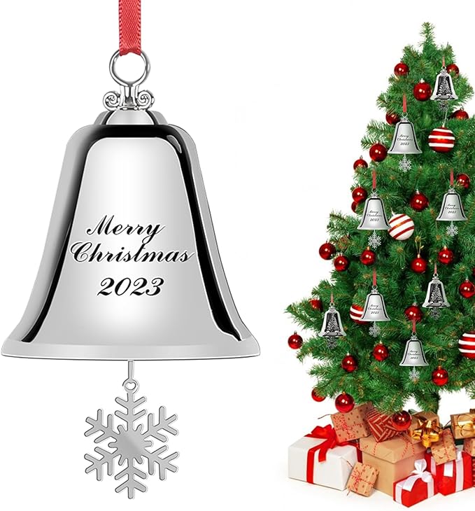 Christmas Bells Christmas Ornaments, Christmas Jingle Bells Snow Bells for Xmas Tree Decor, Grandma Birthday Gift,Mom Christmas Bell Annual Christmas Tree Decor