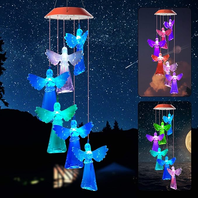 Hummingbird Solar Wind Chime Solar Outdoor Light Garden Gifts for Women Mom Hummingbird Wind Chimes Grandma Garden Gift Birthday Gift for Women Mom Gift Xmas Gift Hummingbird Gifts