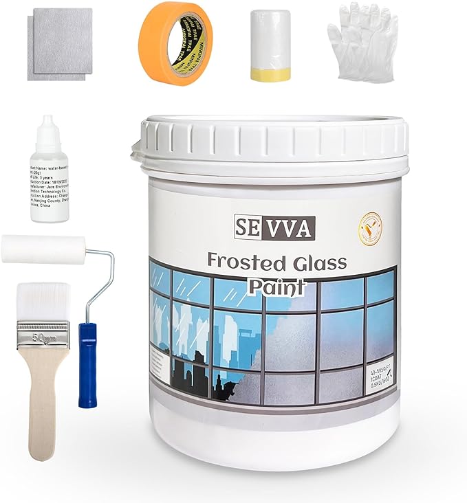 Window Film Paint Window Privacy Paint Frosted Glass Paint for Window - 0.5Kg/17.6oz Translucent Paint, Waterproof & UV Protection, Water Based Acrylic,Sun Blocking, For Window Glass Surface