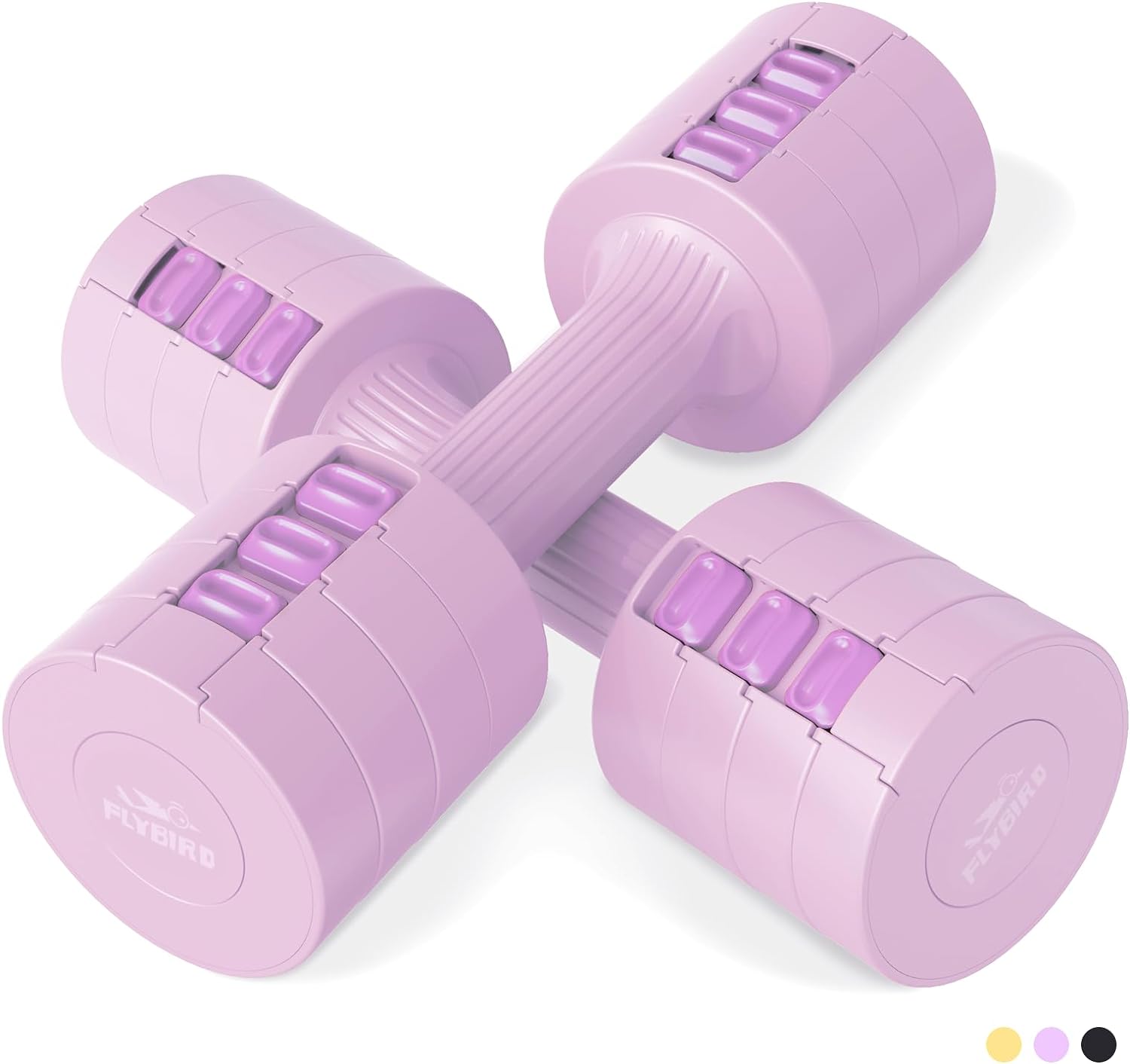 FLYBIRD Adjustable Dumbbells Set of 2, 5lbx2 Dumbbells Set at Home, 2lb 3lb 4lb 5lb Fast Adjustable Weight Changing, Easy Storage Light Weights Dumbbells for Women Men Home Gym Fitness