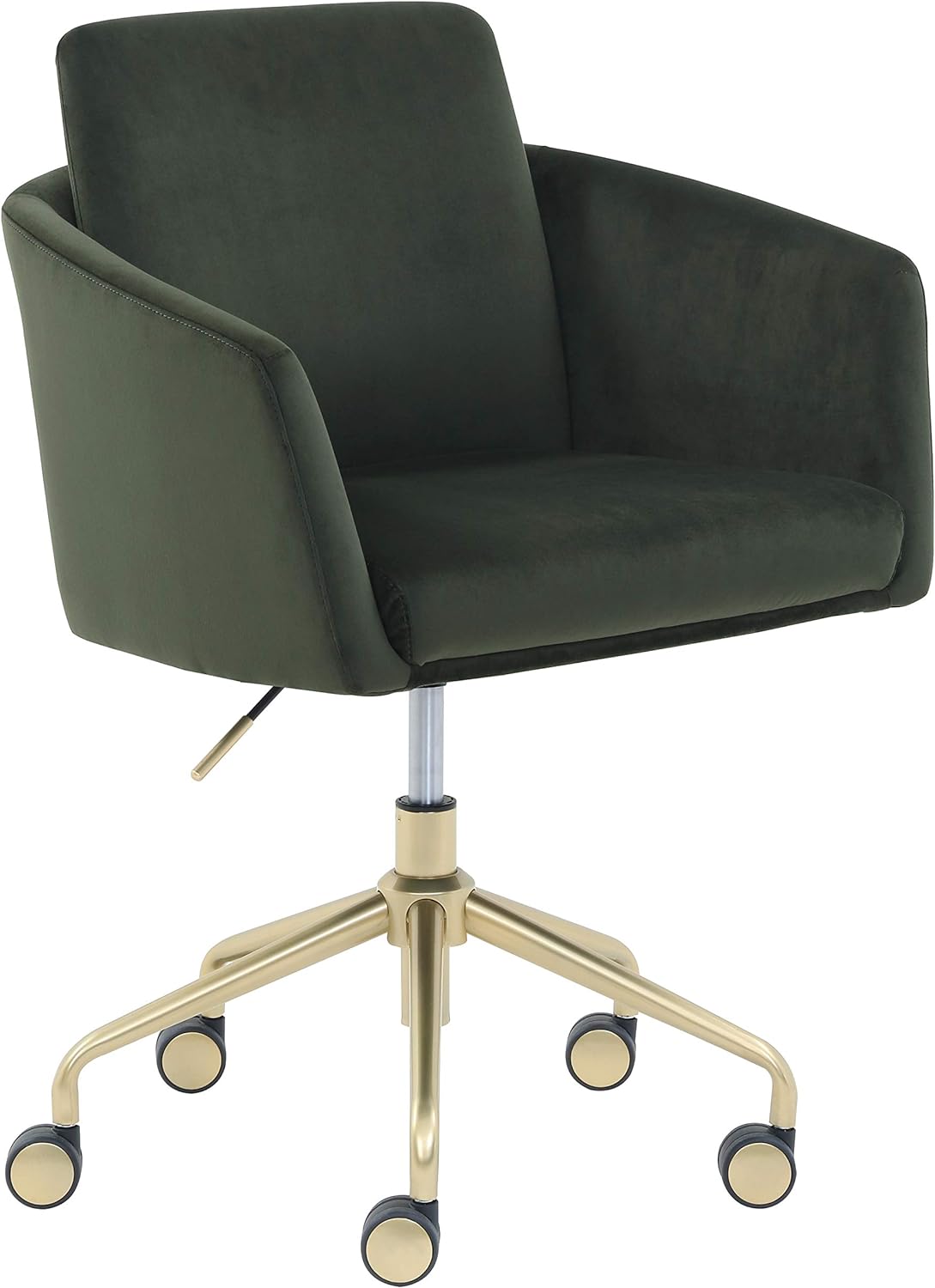 Amazon Brand  Rivet Bertha Mid-Century Velvet-Upholstered Swivel Office Chair, 25.25W, Olive Green with Gold Finish