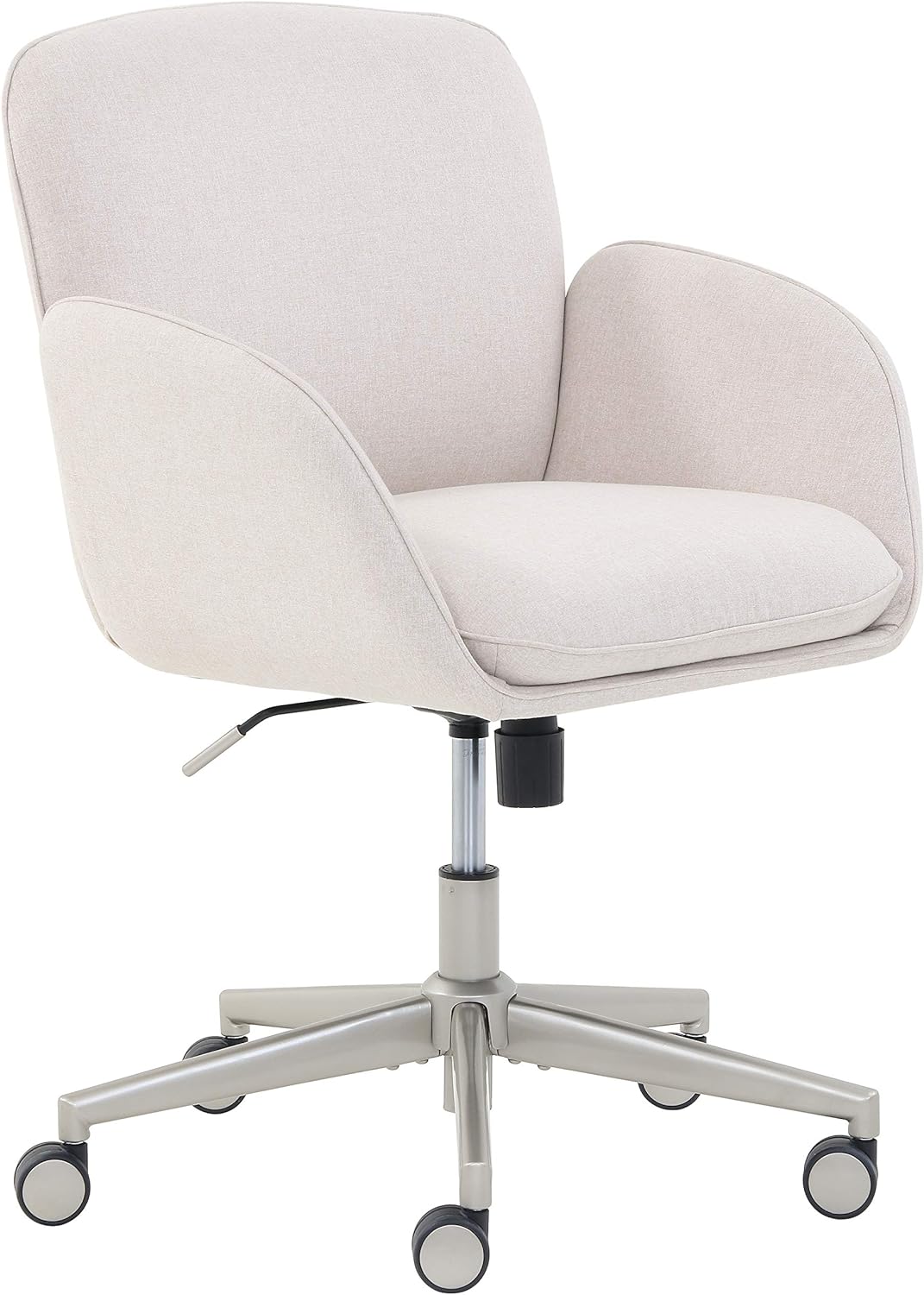 Amazon Brand  Rivet Modern Upholstered Swivel Home Office Task Chair, 25.5W, Beige with Nickel Finish