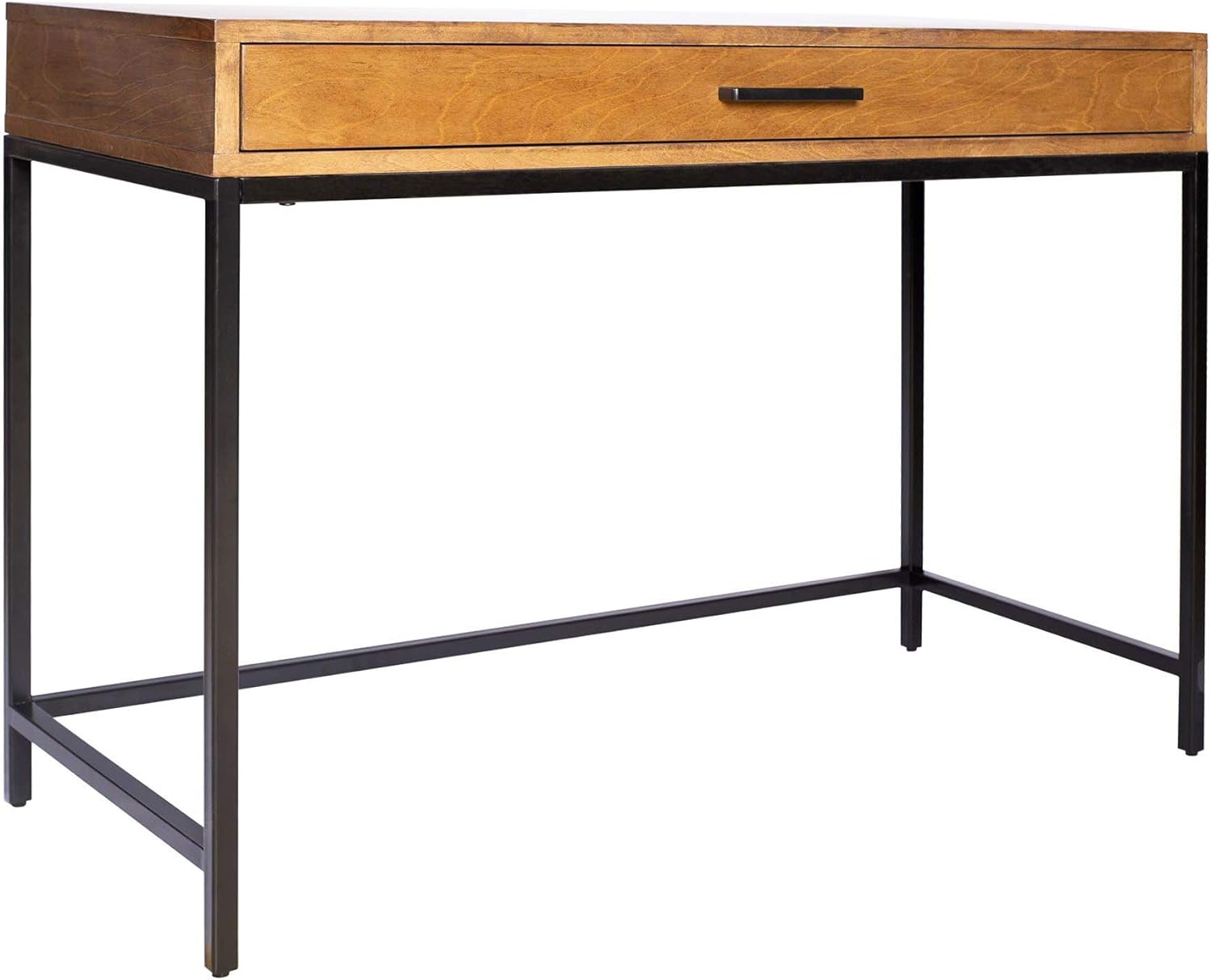 Amazon Brand  Rivet Avery Industrial Home Office Writing Desk with Metal Base, 40W, Chestnut Brown Finish