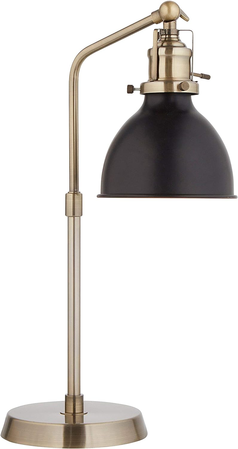 Amazon Brand  Rivet Industrial Metal Adjustable Table Lamp, Bulb Included, 19H, Antique Brass and Black