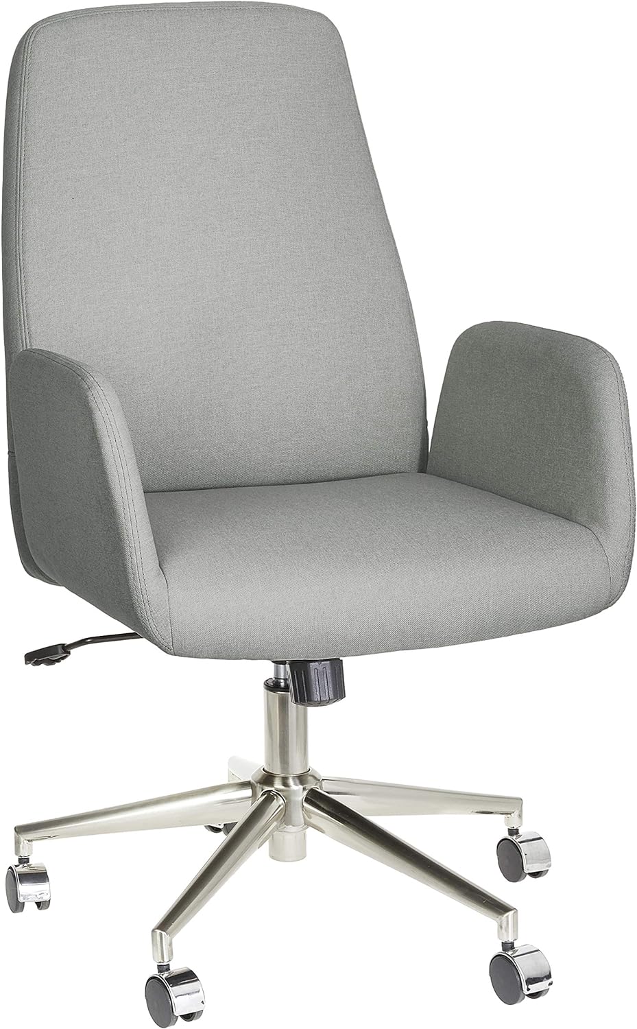 Amazon Brand  Rivet High-Back Adjustable Swivel Office Chair with Chrome Metal Base, 17.9W, Gray