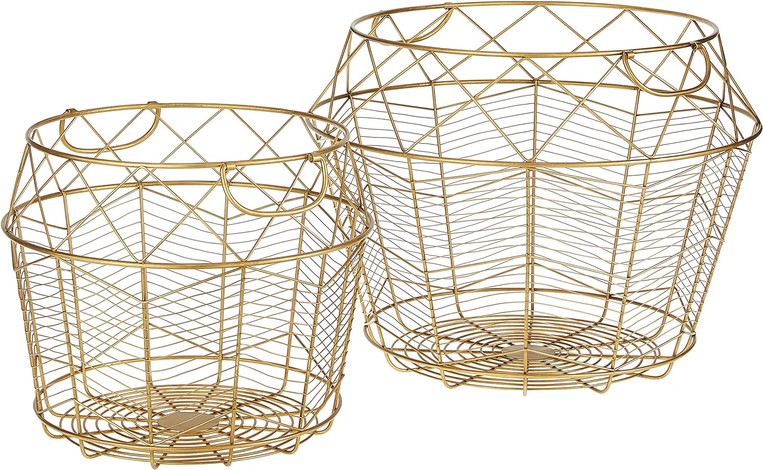 Amazon Brand - Rivet Modern Tall Geometric Wire Baskets, Set of 2, 13.25H and 10.75H, Gold