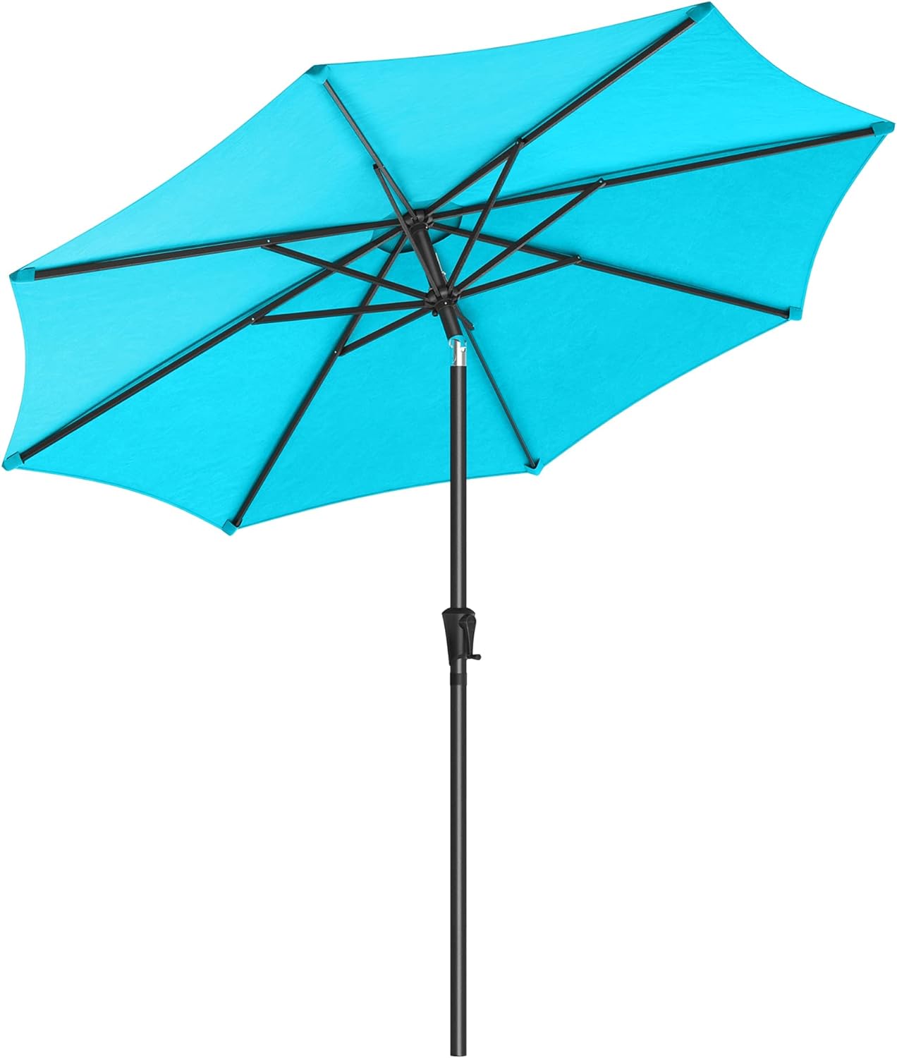 SONGMICS Patio Umbrella, 7.5 ft Outdoor Table Umbrella, Deck Umbrella, with 8 Ribs, UPF 50+, 30 Dual-Tilt System, Base Not Included, for Patio, Garden, Pool, Lake Blue UGPU075Q01