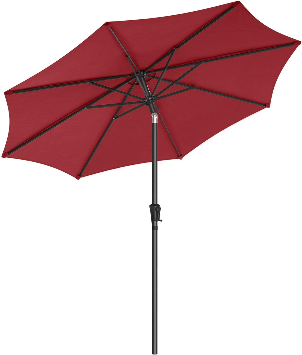 SONGMICS Patio Umbrella, 9 ft Outdoor Table Umbrella, Deck Umbrella, with 8 Ribs, UPF 50+, 30 Dual-Tilt System, Base Not Included, for Patio, Garden, Pool, Red UGPU09RDV1