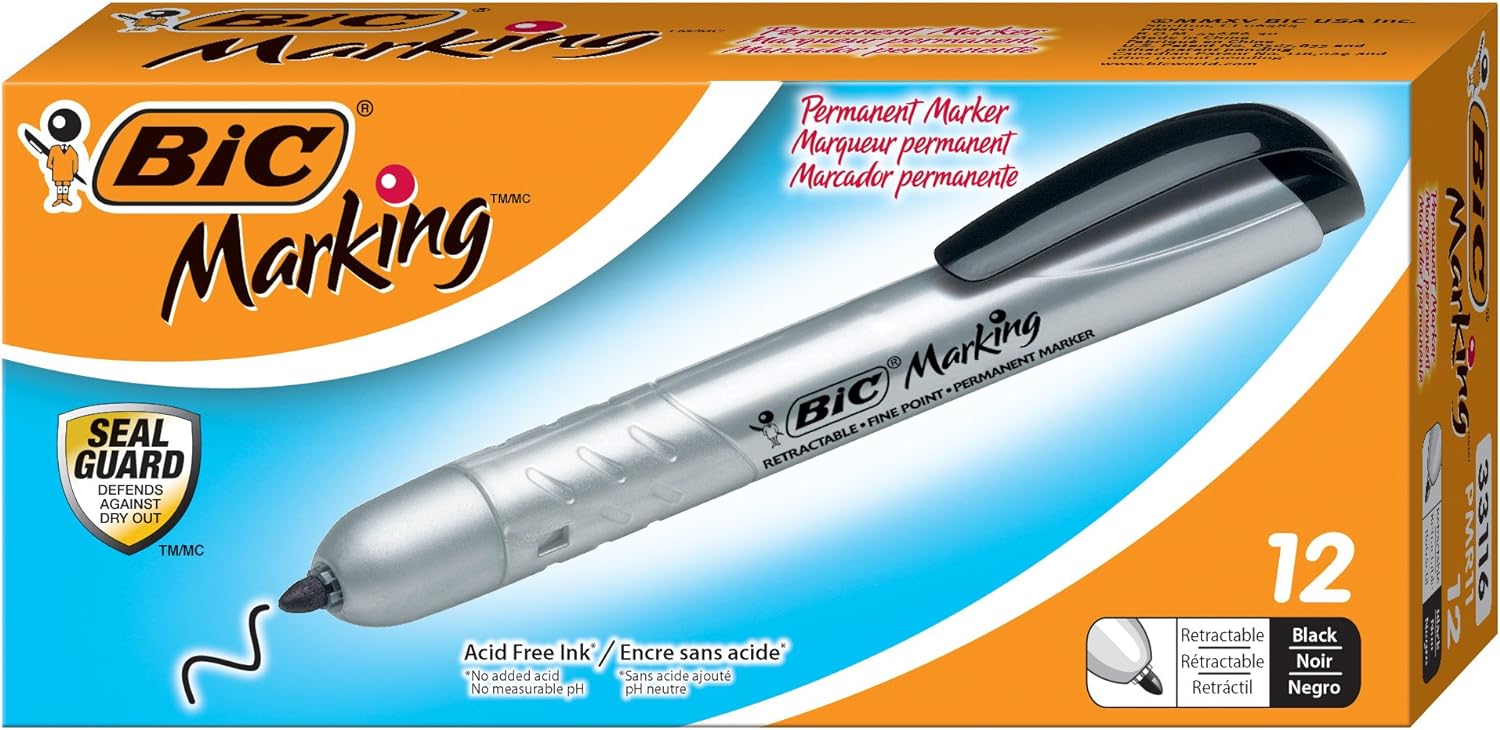The Bic Marking Permanent Markers (Black) work very well for many of my pen marking needs. These pens write very smoothly, are incredibly low odor, and the color is very black in comparison to